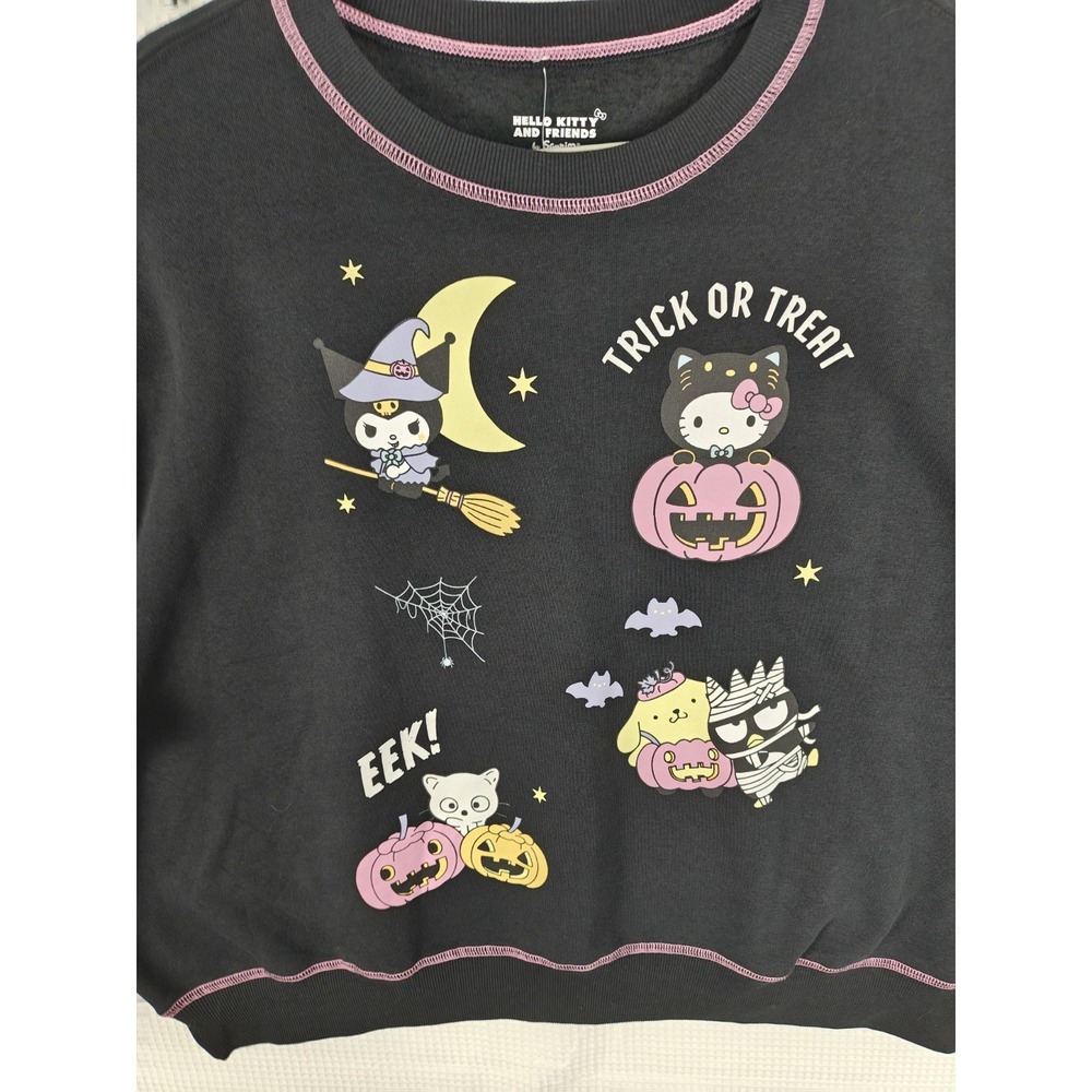 Hello Kitty Friends Halloween Sweatshirt XXL Black Fleece Trick Or Treat - Picture 3 of 10